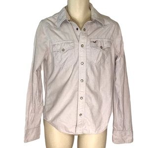Hollister Mens Vintage Western Pearl Snap Front Long Sleeve Shirt Small